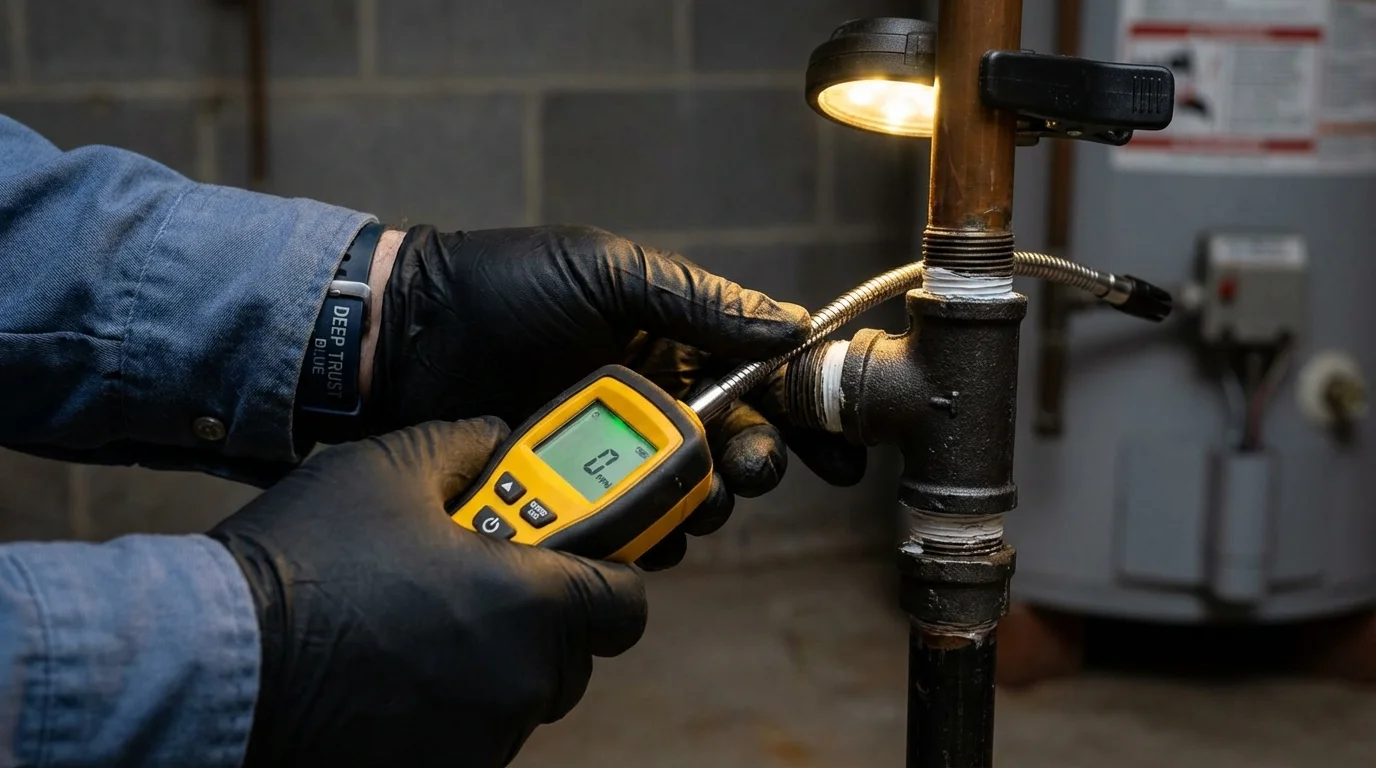Gas leak detection with electronic sniffer by Johns Plumbing LLC in Westport