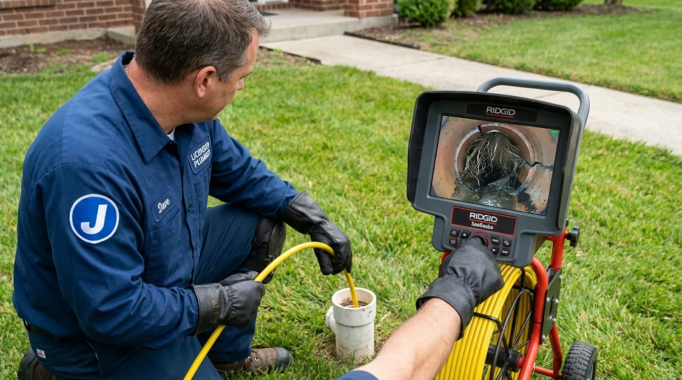Sewer camera inspection being performed by Johns Plumbing LLC in Westport