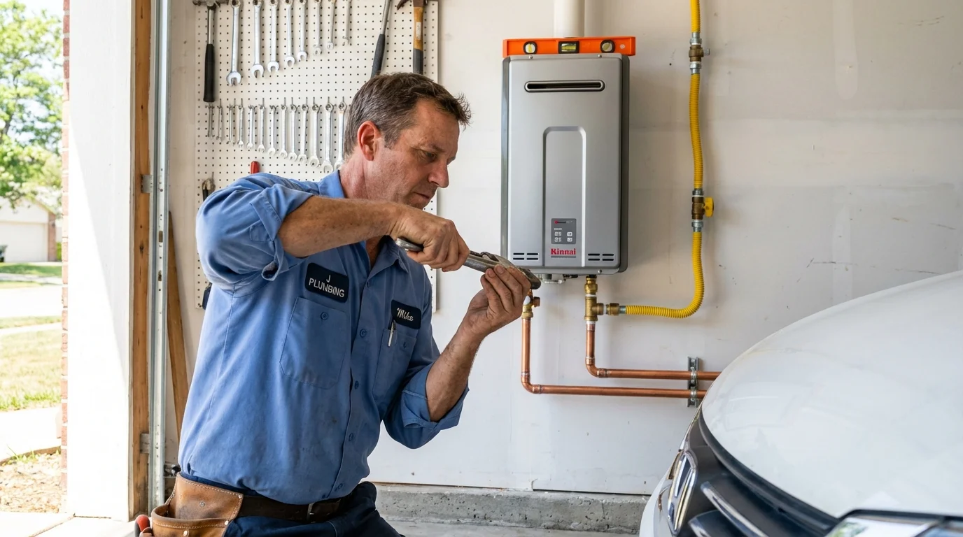 Tankless water heater installation by a Johns Plumbing LLC plumber in Westport